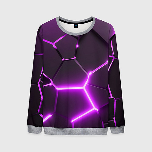 Мужской свитшот Фиолетовые неоновые геометрические плиты / 3D-Меланж – фото 1