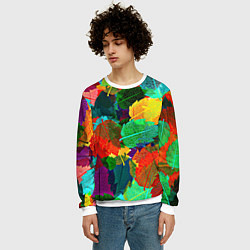 Свитшот мужской Colored leaves, цвет: 3D-белый — фото 2