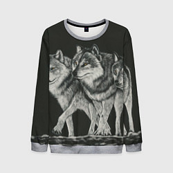 Свитшот мужской Три волка, цвет: 3D-меланж