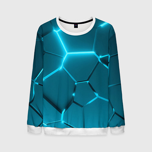 Мужской свитшот Ледяные неоновые геометрические плиты / 3D-Белый – фото 1