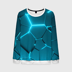 Свитшот мужской Ледяные неоновые геометрические плиты, цвет: 3D-белый