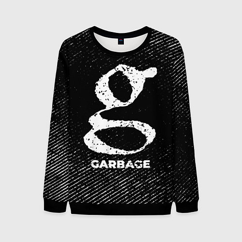 Мужской свитшот Garbage с потертостями на темном фоне / 3D-Черный – фото 1