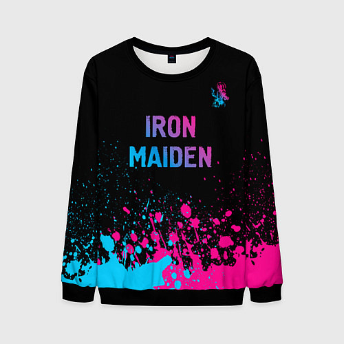 Мужской свитшот Iron Maiden - neon gradient: символ сверху / 3D-Черный – фото 1