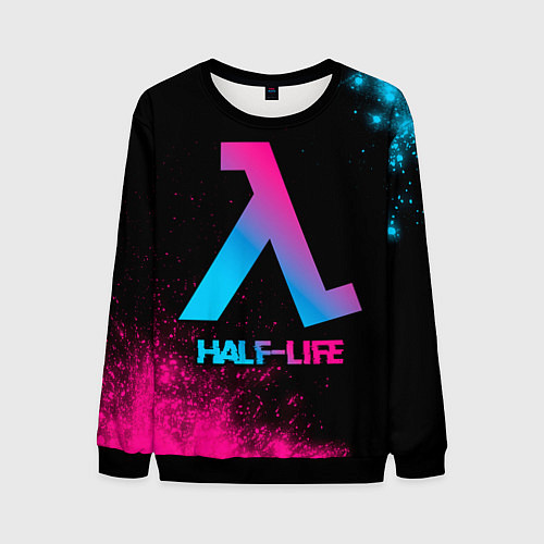 Мужской свитшот Half-Life - neon gradient / 3D-Черный – фото 1