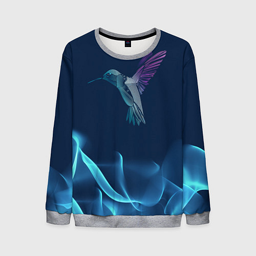 Мужской свитшот Колибри в полете / 3D-Меланж – фото 1