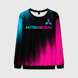 Мужской свитшот Mitsubishi - neon gradient: символ сверху