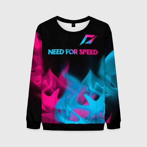 Мужской свитшот Need for Speed - neon gradient: символ сверху / 3D-Черный – фото 1