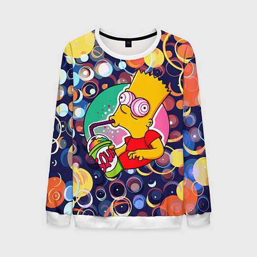 Мужской свитшот Bart Simpson пьёт лимонад / 3D-Белый – фото 1