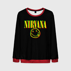 Свитшот мужской Nirvana logo glitch, цвет: 3D-красный