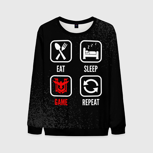 Мужской свитшот Eat, sleep, Free Fire, repeat / 3D-Черный – фото 1