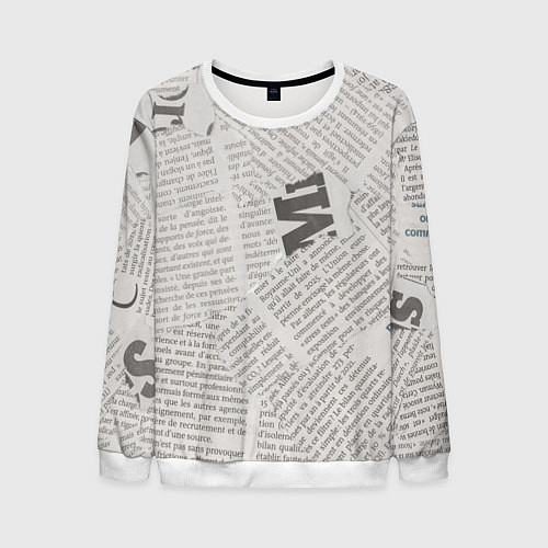 Мужской свитшот Белая газета / 3D-Белый – фото 1