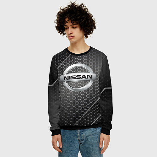 Мужской свитшот Nissan метал карбон / 3D-Черный – фото 3