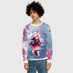 Свитшот мужской Девушка аниме с бабочками, цвет: 3D-белый — фото 2