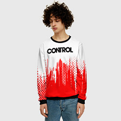 Свитшот мужской Control красная текстура, цвет: 3D-черный — фото 2