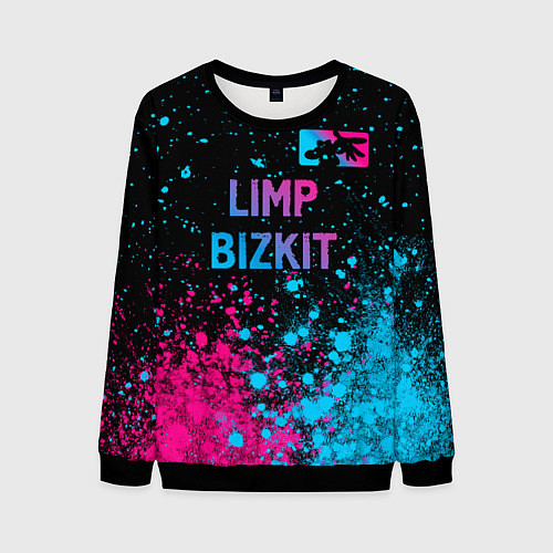 Мужской свитшот Limp Bizkit - neon gradient: символ сверху / 3D-Черный – фото 1