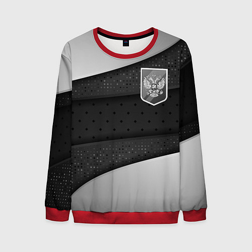 Мужской свитшот Черно-белый герб России / 3D-Красный – фото 1