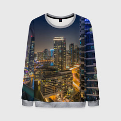 Свитшот мужской Ночной красочный город, цвет: 3D-меланж
