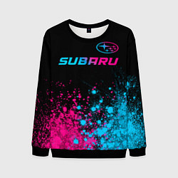 Мужской свитшот Subaru - neon gradient: символ сверху