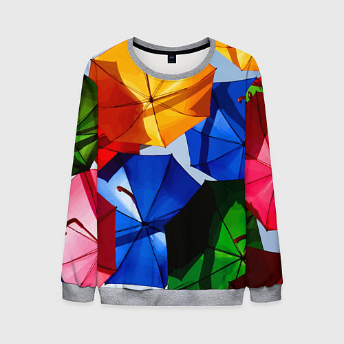 Мужской свитшот Разноцветные зонтики / 3D-Меланж – фото 1