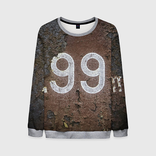 Мужской свитшот Номер 99 на ржавом металле / 3D-Меланж – фото 1