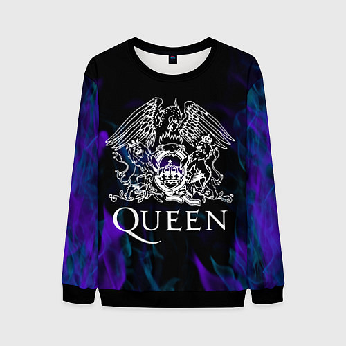 Мужской свитшот Queen пламя неон / 3D-Черный – фото 1