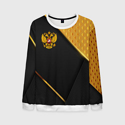 Мужской свитшот Герб России на черном фоне с золотыми вставками