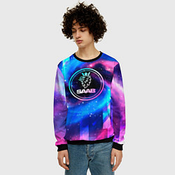 Свитшот мужской Saab неоновый космос, цвет: 3D-черный — фото 2