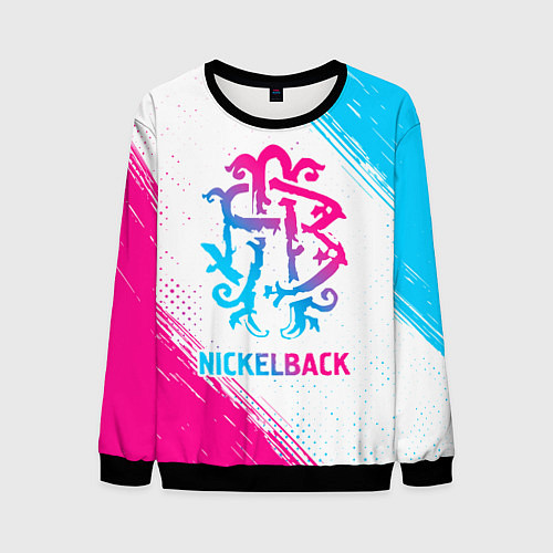 Мужской свитшот Nickelback neon gradient style / 3D-Черный – фото 1