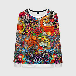 Свитшот мужской Красочная иллюстрация, цвет: 3D-белый