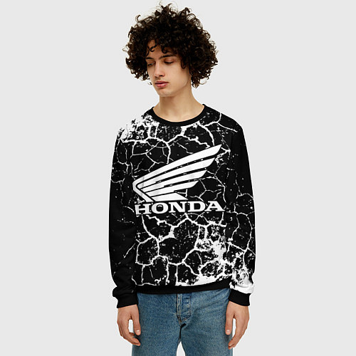 Мужской свитшот Honda logo арт / 3D-Черный – фото 3