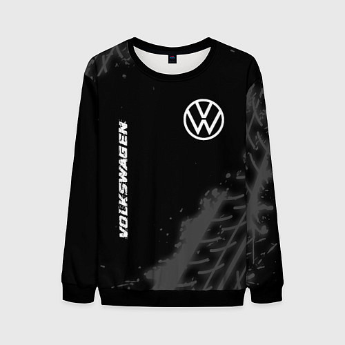 Мужской свитшот Volkswagen speed на темном фоне со следами шин: на / 3D-Черный – фото 1