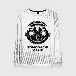 Свитшот мужской Tomodachi Game с потертостями на светлом фоне, цвет: 3D-белый
