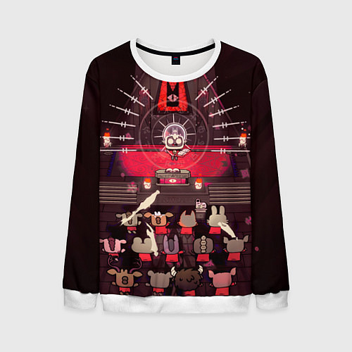 Мужской свитшот Cult of the Lamb - Обряд / 3D-Белый – фото 1