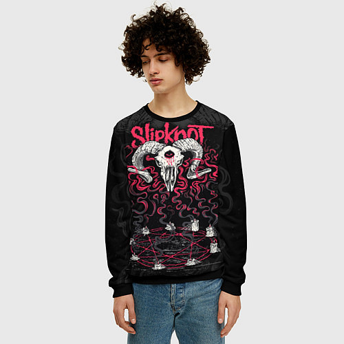 Мужской свитшот Slipknot - goat skull / 3D-Черный – фото 3