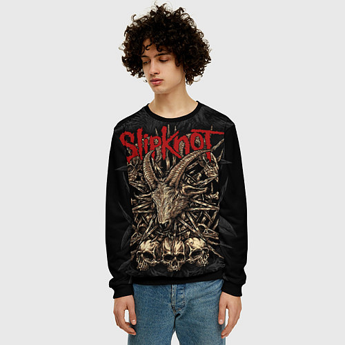 Мужской свитшот Slipknot - goat head / 3D-Черный – фото 3