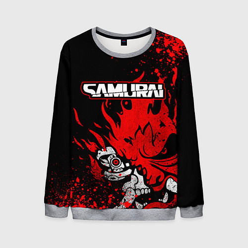 Мужской свитшот Киберпанк-Самурай - 2077 / 3D-Меланж – фото 1