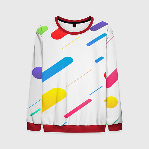 Мужской свитшот Разноцветные круги и полосы / 3D-Красный – фото 1