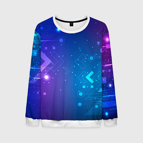 Мужской свитшот Абстракция геометрия неон / 3D-Белый – фото 1
