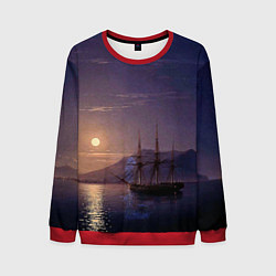 Свитшот мужской Парусник у берегов Крыма в лунную ночь Айвазовский, цвет: 3D-красный