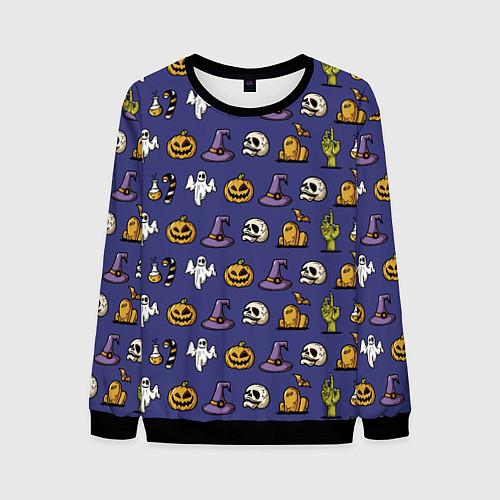 Мужской свитшот Halloween pattern / 3D-Черный – фото 1