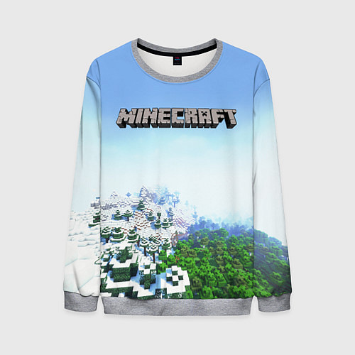 Мужской свитшот Зимний пейзаж - Майнкрафт / 3D-Меланж – фото 1