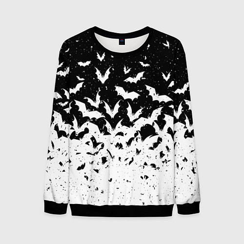 Мужской свитшот Black and white bat pattern / 3D-Черный – фото 1