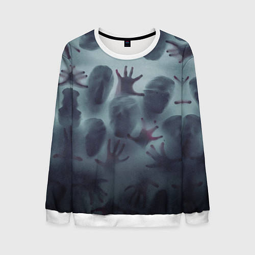 Мужской свитшот Scary faces trying to get out / 3D-Белый – фото 1