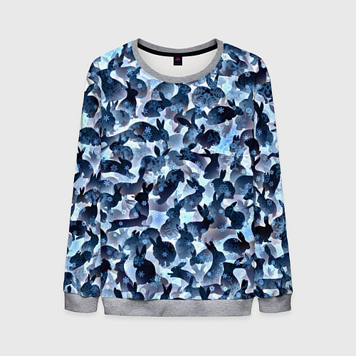 Мужской свитшот Новогдние кролики / 3D-Меланж – фото 1