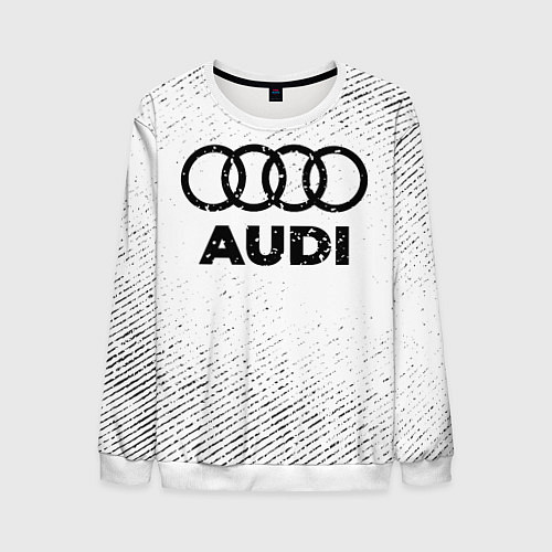 Мужской свитшот Audi с потертостями на светлом фоне / 3D-Белый – фото 1