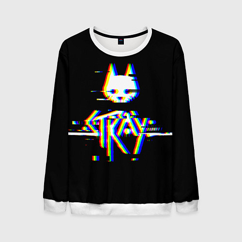 Мужской свитшот Stray glitch logo / 3D-Белый – фото 1