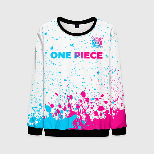 Мужской свитшот One Piece neon gradient style: символ сверху / 3D-Черный – фото 1