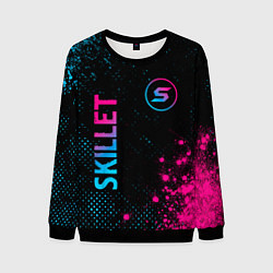 Свитшот мужской Skillet - neon gradient: надпись, символ, цвет: 3D-черный