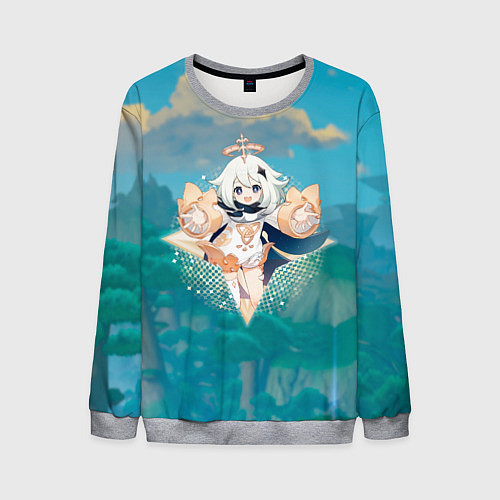 Мужской свитшот Паймон в примогеме / 3D-Меланж – фото 1