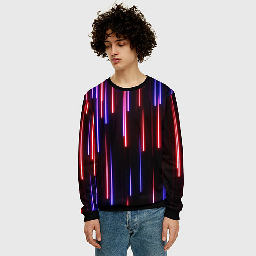 Мужской свитшот Метеоритный дождь / 3D-Черный – фото 3